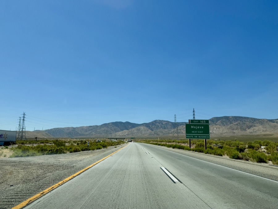 Photograph of Mojave Route 58 Exit 165, Mojave, California — road trip view, July 22, 2026