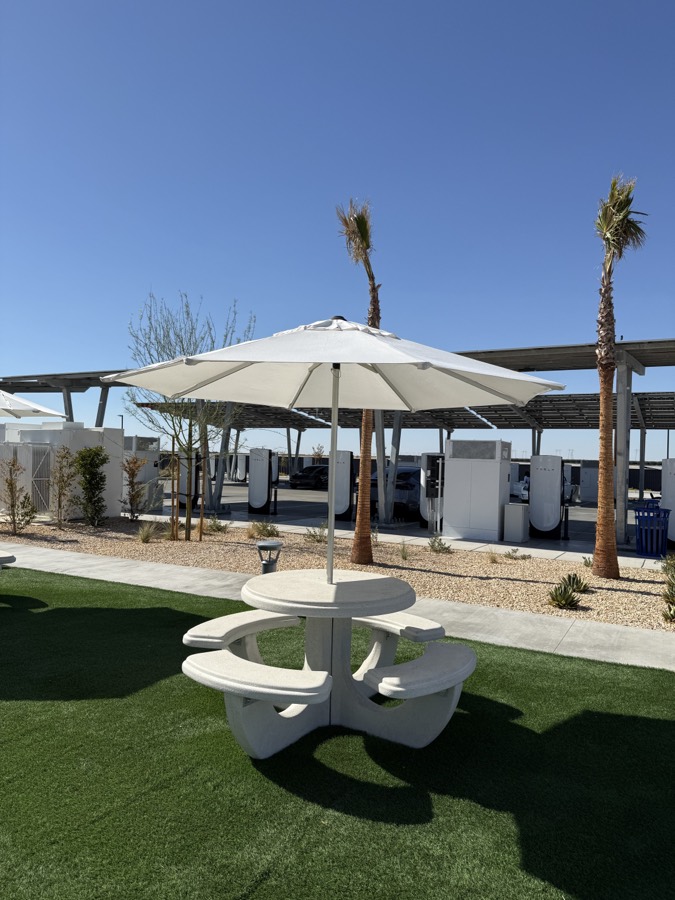 Photograph of Tesla Oasis in Lost Hills, California — road trip view, July 22, 2026